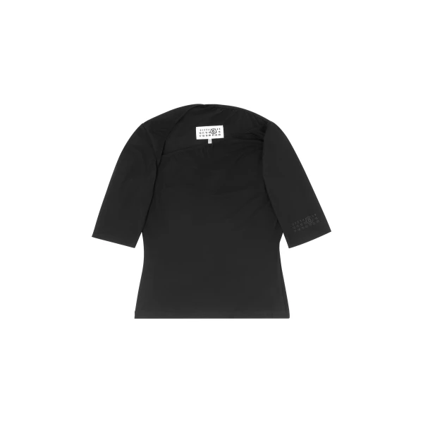 MM6 Maison Margiela Asymmetric Jersey Top in Black | Tops | Coveti