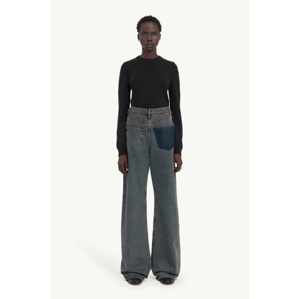 MM6 Maison Margiela Back-To-Back Jeans in Light Grey, view 2 | Denim | Coveti