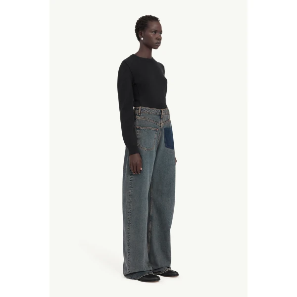 MM6 Maison Margiela Back-To-Back Jeans in Light Grey, view 3 | Denim | Coveti