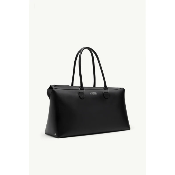 MM6 Maison Margiela Bauletto Weekend Bag in Black, view 3 | Totes & Top-Handle Bags | Coveti