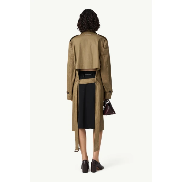 MM6 Maison Margiela Belted Coated Trench Coat in Khaki, view 4 | Trench Coat | Coveti