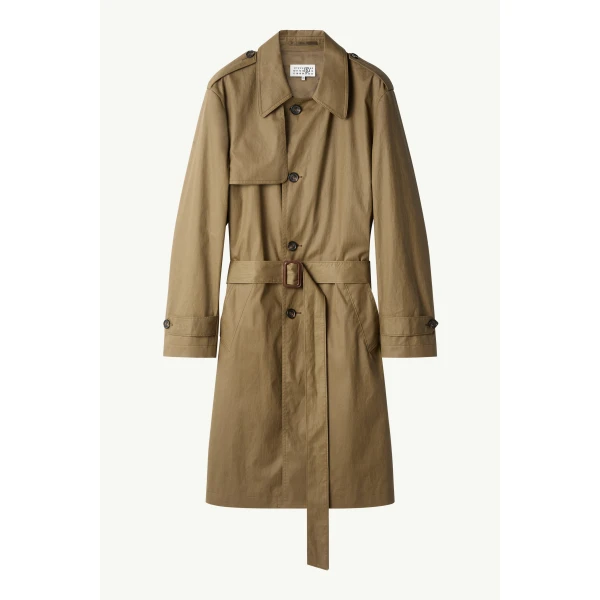 MM6 Maison Margiela Belted Coated Trench Coat in Khaki, view 6 | Trench Coat | Coveti