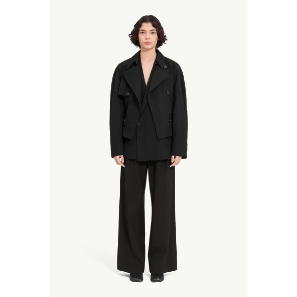 MM6 Maison Margiela Belted Wool Blend Jacket in Anthracite, view 2 | Jackets | Coveti