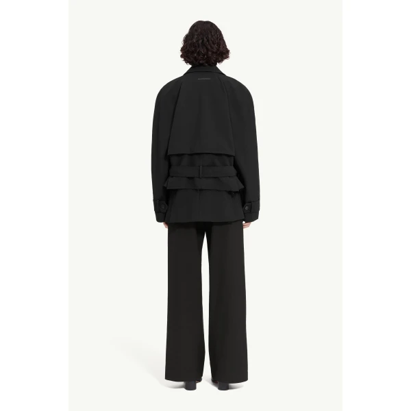MM6 Maison Margiela Belted Wool Blend Jacket in Anthracite, view 4 | Jackets | Coveti