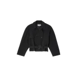 MM6 Maison Margiela Belted Wool Blend Jacket in Anthracite | Jackets | Coveti