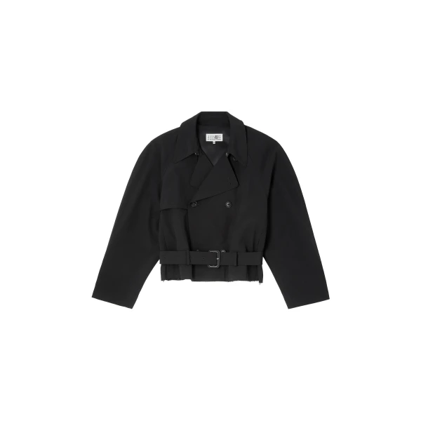 MM6 Maison Margiela Belted Wool Blend Jacket in Anthracite | Jackets | Coveti