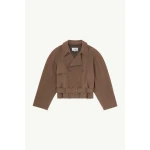 MM6 Maison Margiela Belted Wool Blend Jacket in Brown | Jackets | Coveti