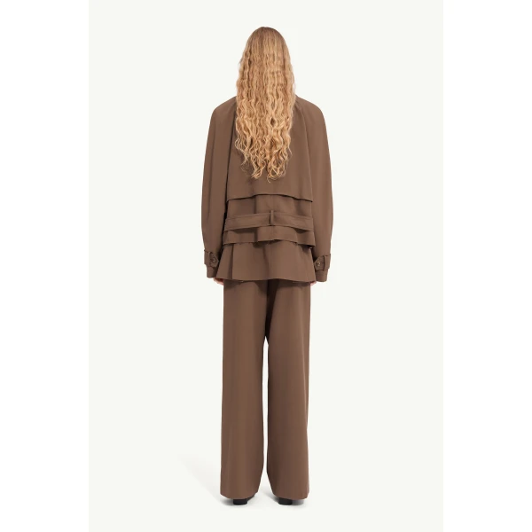 MM6 Maison Margiela Belted Wool Blend Jacket in Brown, view 4 | Jackets | Coveti