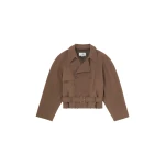 MM6 Maison Margiela Belted Wool Blend Jacket in Brown | Jackets | Coveti