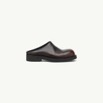 MM6 Maison Margiela Biker Mules in Brushed Leather in Black | Mules | Coveti