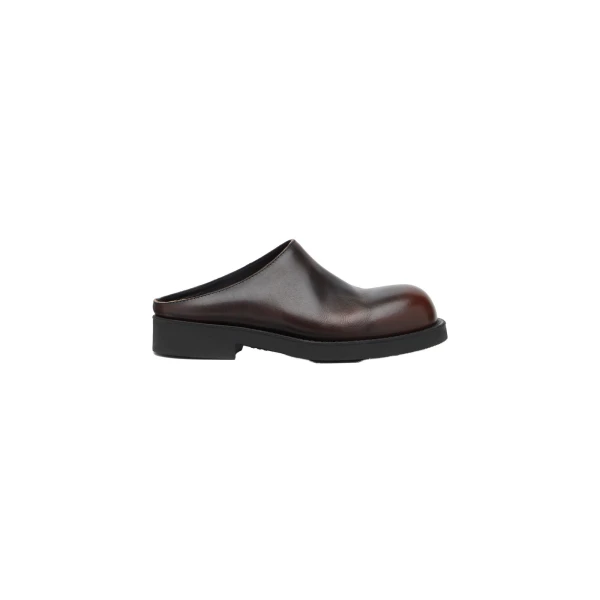 Biker Mules in Brushed Leather in Black