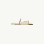 MM6 Maison Margiela Bow-Detailed Leather Slingback Shoes in Alabaster | Sandals | Coveti