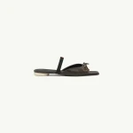MM6 Maison Margiela Bow-Detailed Leather Slingback Shoes in Brown | Sandals | Coveti