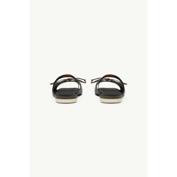 MM6 Maison Margiela Bow-Detailed Leather Slingback Shoes in Brown, view 4 | Sandals | Coveti