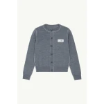 MM6 Maison Margiela Button-Front Wool Blend Knit Cardigan in Grey Melange | Cardigan | Coveti