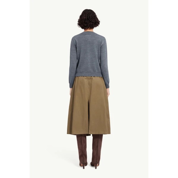 MM6 Maison Margiela Button-Front Wool Blend Knit Cardigan in Grey Melange, view 4 | Cardigan | Coveti