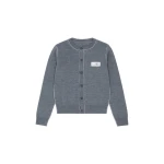 MM6 Maison Margiela Button-Front Wool Blend Knit Cardigan in Grey Melange | Cardigan | Coveti