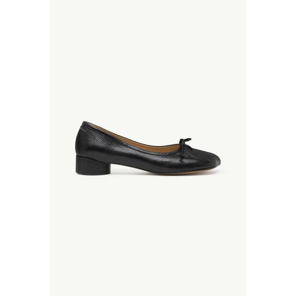 MM6 Maison Margiela Calf Leather Anatomic Numeric Ballerinas in Black, view 2 | Flats | Coveti