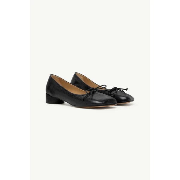 MM6 Maison Margiela Calf Leather Anatomic Numeric Ballerinas in Black, view 3 | Flats | Coveti