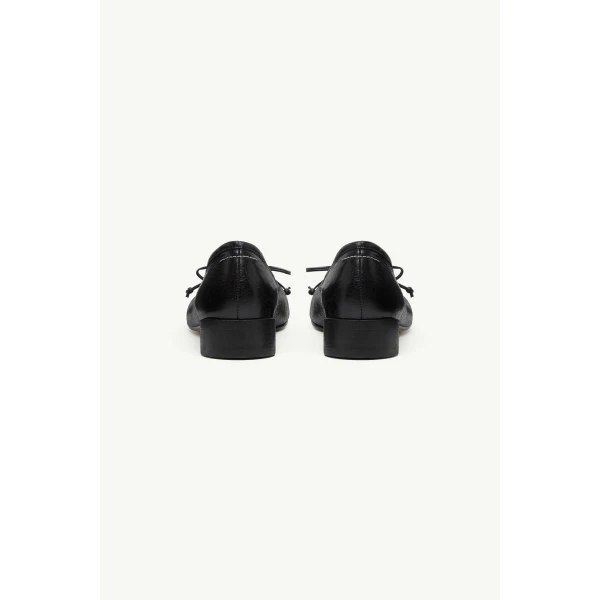 MM6 Maison Margiela Calf Leather Anatomic Numeric Ballerinas in Black, view 4 | Flats | Coveti