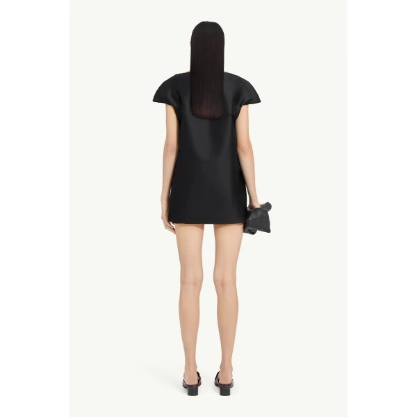 MM6 Maison Margiela Cap-Sleeve Dress in Black, view 4 | Mini Dresses | Coveti