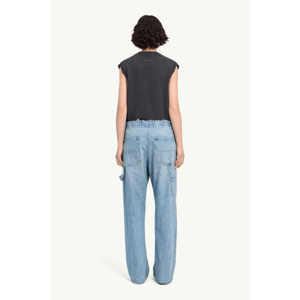 MM6 Maison Margiela Carpenter Wide-Leg Jeans in Blue, view 4 | Denim | Coveti