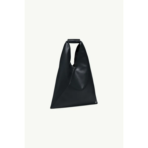 MM6 Maison Margiela Coated Leather Japanese Bag Classic Small in Black, view 3 | Totes & Top-Handle Bags | Coveti
