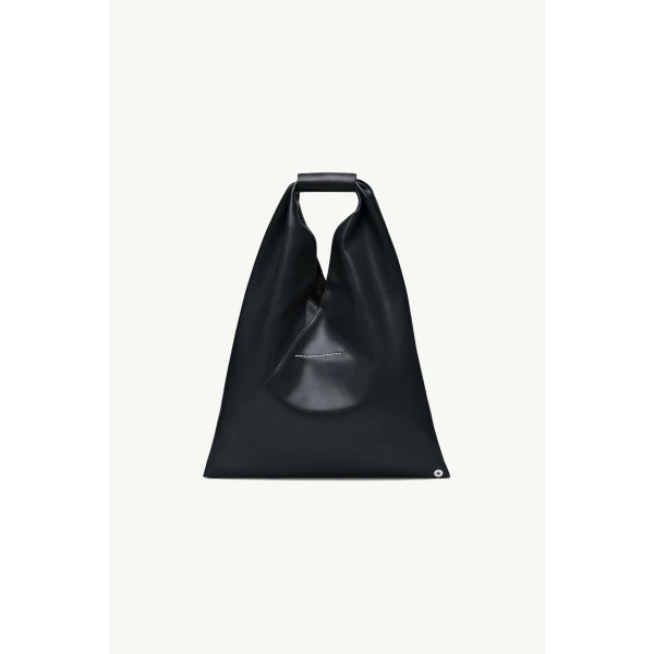 MM6 Maison Margiela Coated Leather Japanese Bag Classic Small in Black, view 4 | Totes & Top-Handle Bags | Coveti