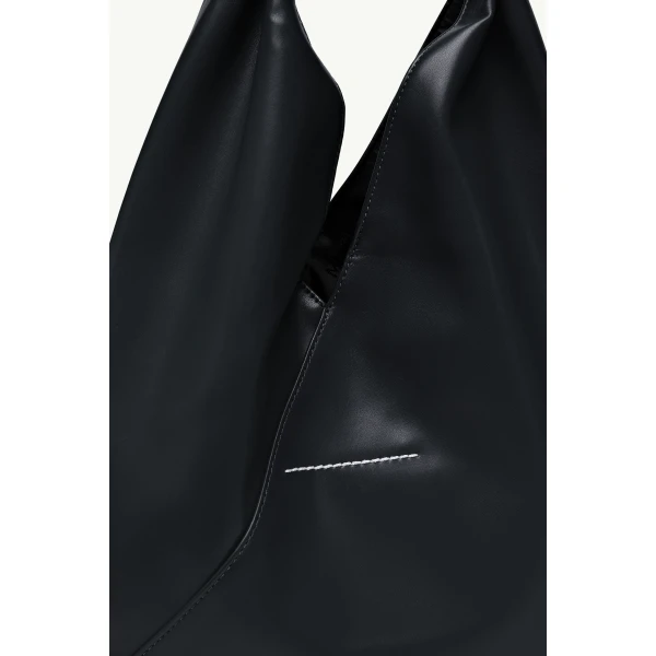 MM6 Maison Margiela Coated Leather Japanese Bag Classic Small in Black, view 5 | Totes & Top-Handle Bags | Coveti