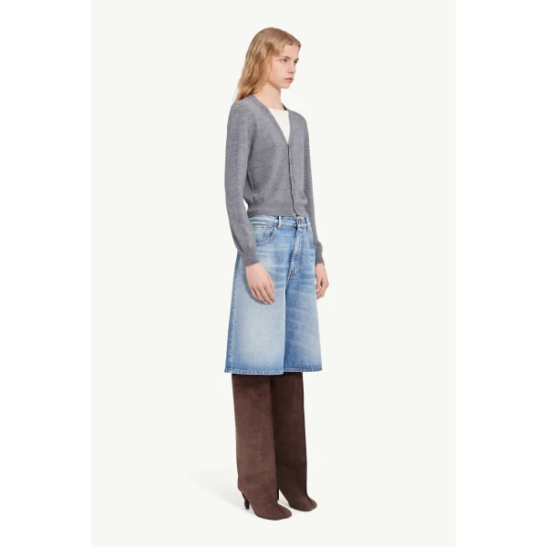 MM6 Maison Margiela Cotton Cardigan in Grey Melange, view 3 | Cardigan | Coveti