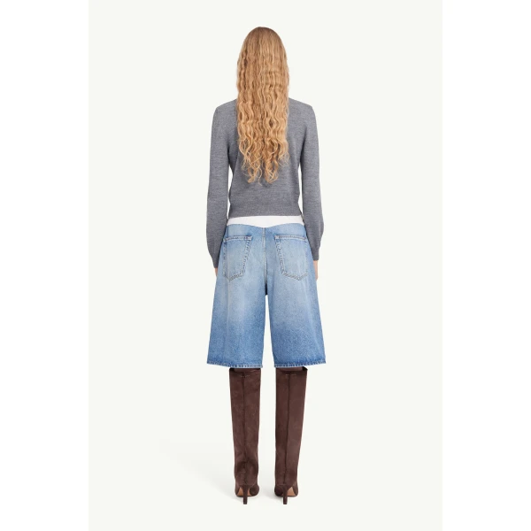 MM6 Maison Margiela Cotton Cardigan in Grey Melange, view 4 | Cardigan | Coveti