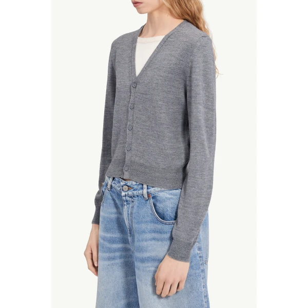 MM6 Maison Margiela Cotton Cardigan in Grey Melange, view 5 | Cardigan | Coveti