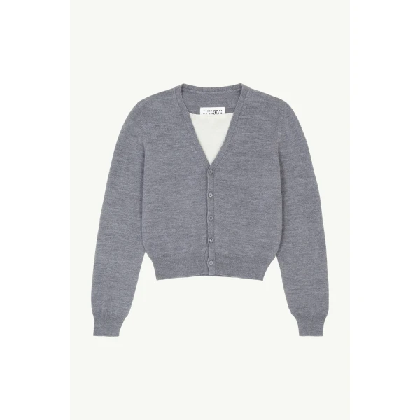 Cotton Cardigan in Grey Melange