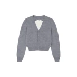 MM6 Maison Margiela Cotton Cardigan in Grey Melange | Cardigan | Coveti