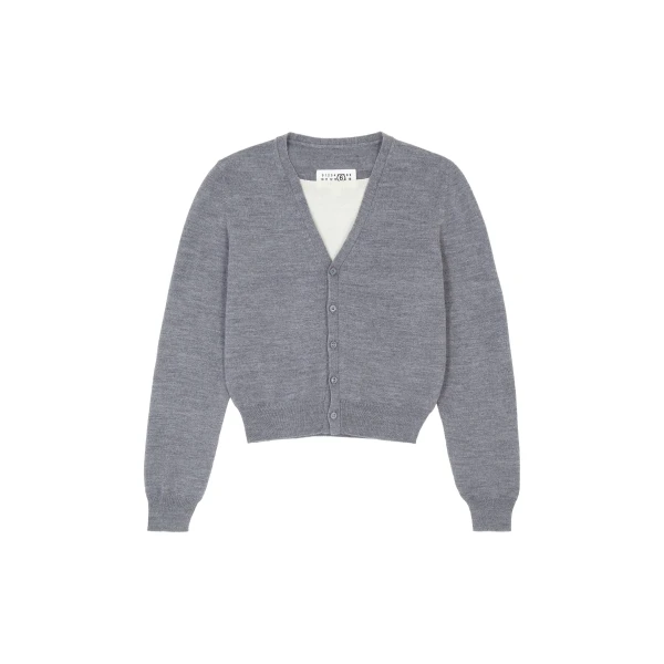 Cotton Cardigan in Grey Melange
