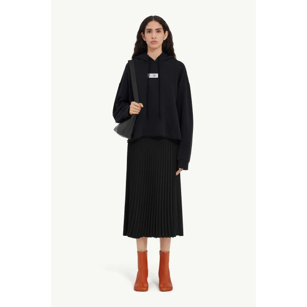 MM6 Maison Margiela Cotton Hooded Sweatshirt in Black, view 2 | Hoodies | Coveti