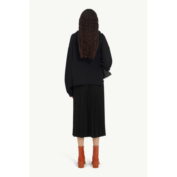 MM6 Maison Margiela Cotton Hooded Sweatshirt in Black, view 4 | Hoodies | Coveti