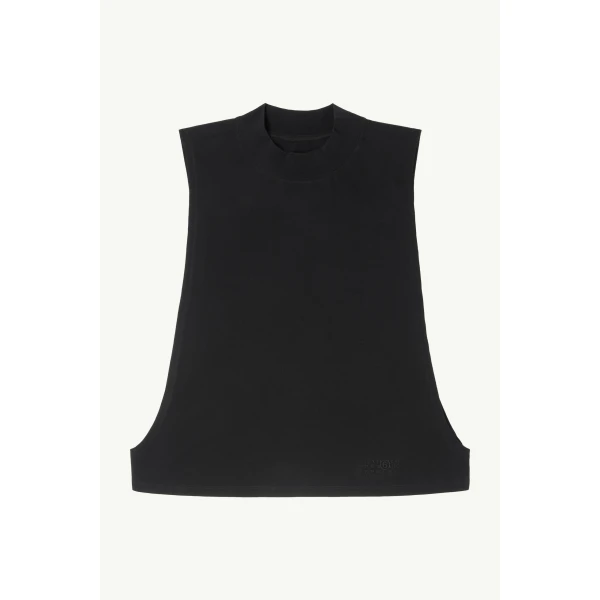 MM6 Maison Margiela Cotton Jersey Sleeveless Top in Black, view 6 | Sleeveless | Coveti