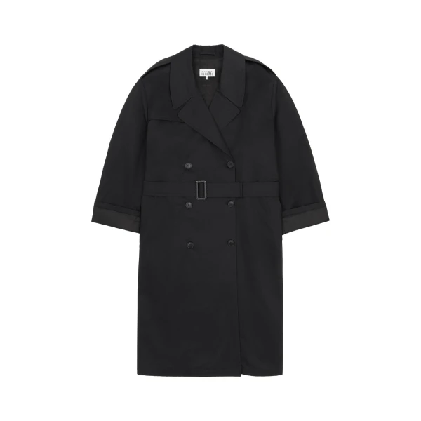 Cotton Trench Coat in Black