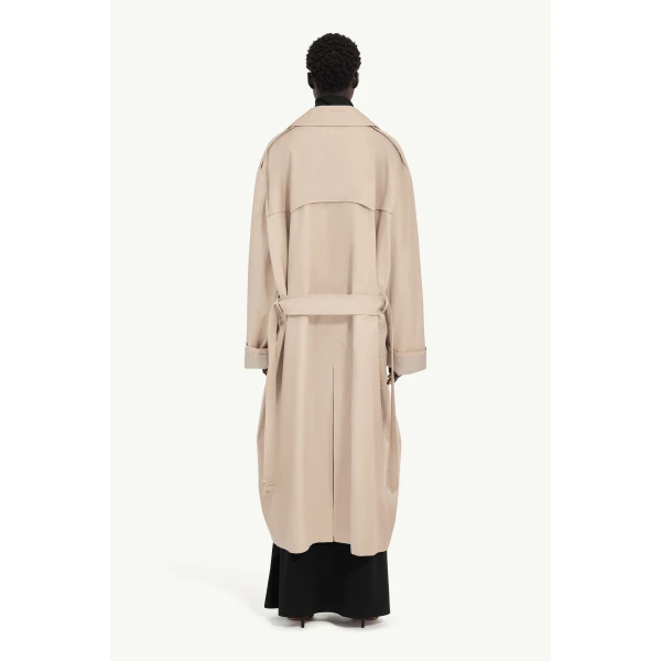 MM6 Maison Margiela Cotton Trench Coat in Sand, view 4 | Trench Coat | Coveti