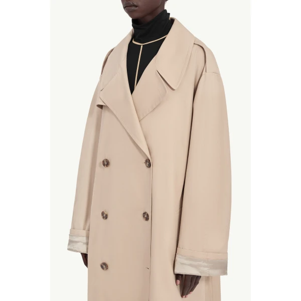 MM6 Maison Margiela Cotton Trench Coat in Sand, view 5 | Trench Coat | Coveti