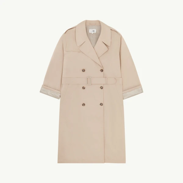 Cotton Trench Coat in Sand
