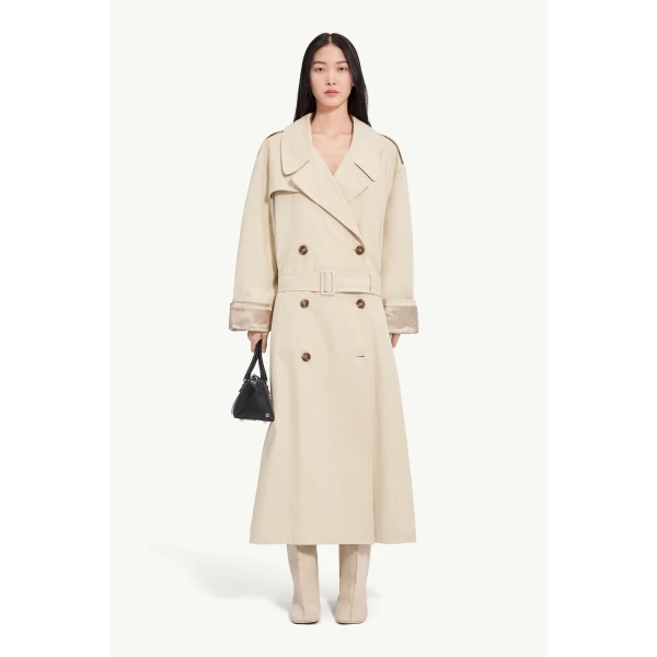 MM6 Maison Margiela Cotton Twill Trench Coat in Ecru, view 2 | Trench Coat | Coveti