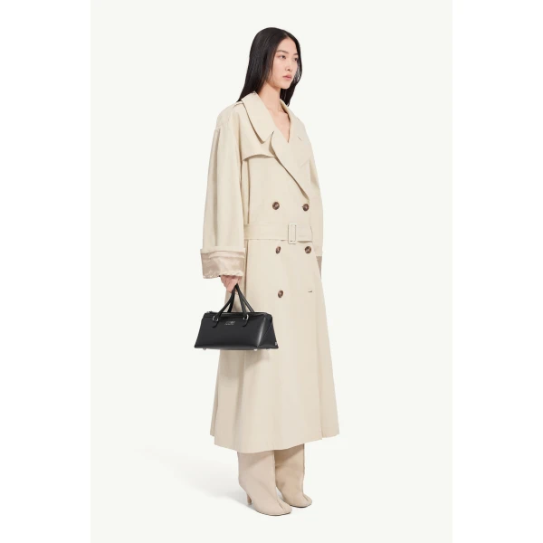 MM6 Maison Margiela Cotton Twill Trench Coat in Ecru, view 3 | Trench Coat | Coveti