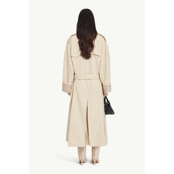MM6 Maison Margiela Cotton Twill Trench Coat in Ecru, view 4 | Trench Coat | Coveti