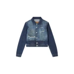 MM6 Maison Margiela Cropped Denim Jacket in Blue | Denim | Coveti