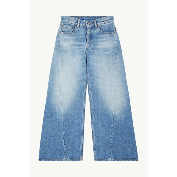 MM6 Maison Margiela Curved-Seam Wide-Leg Jeans in Blue, view 6 | Denim | Coveti