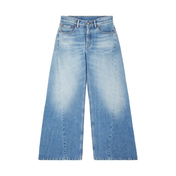 MM6 Maison Margiela Curved-Seam Wide-Leg Jeans in Blue | Denim | Coveti