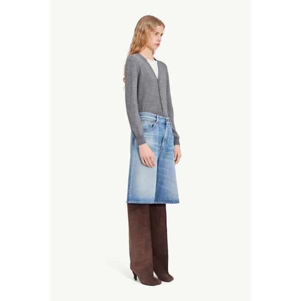 MM6 Maison Margiela Denim Bermuda Shorts in Blue, view 3 | Denim Shorts | Coveti
