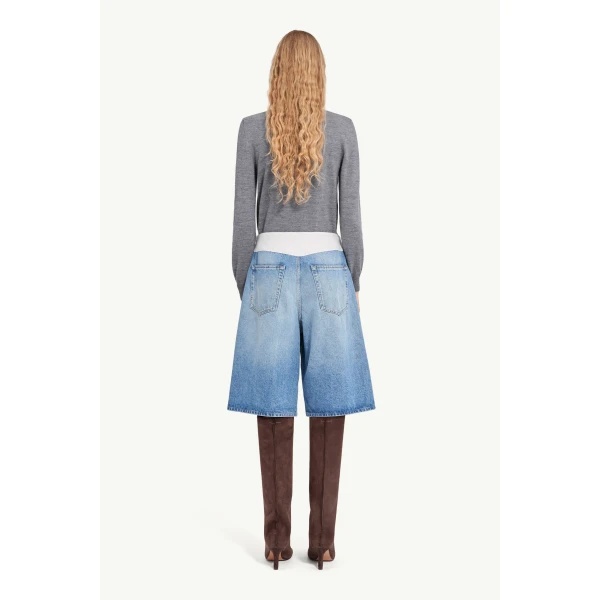 MM6 Maison Margiela Denim Bermuda Shorts in Blue, view 4 | Denim Shorts | Coveti